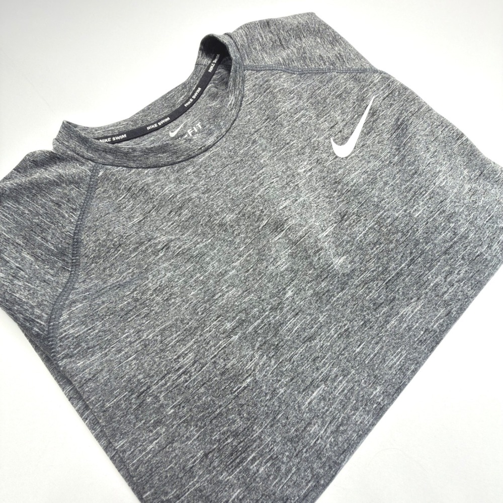 Nike Swim Dri-FIT UPF 40+ Rash Guard Shirt Men's Large Gray Short Sleeve